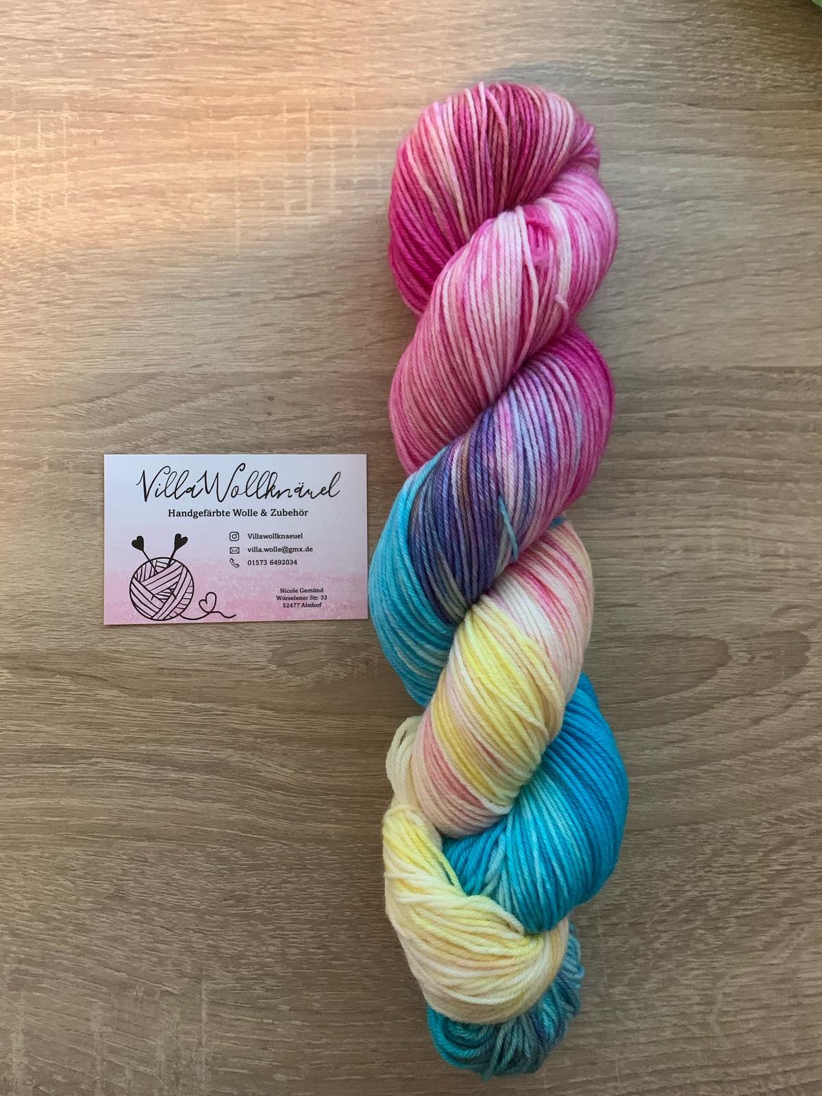 Regenbogen, handgefärbte Wolle, Merino extrafeine Schurwolle