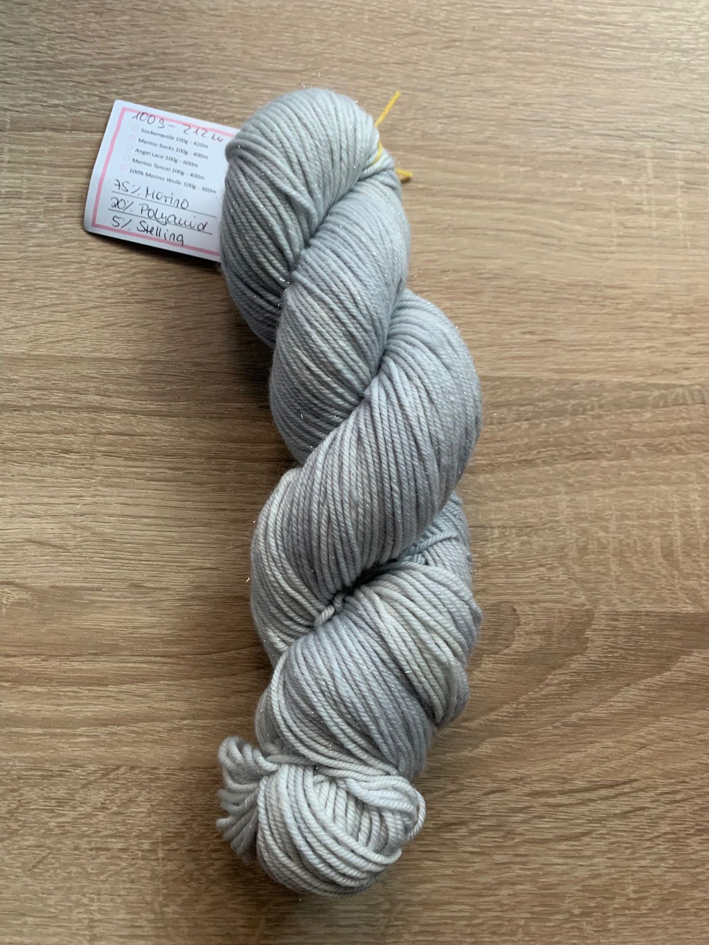 Glitzerwolle, Silbergrau ,Merino