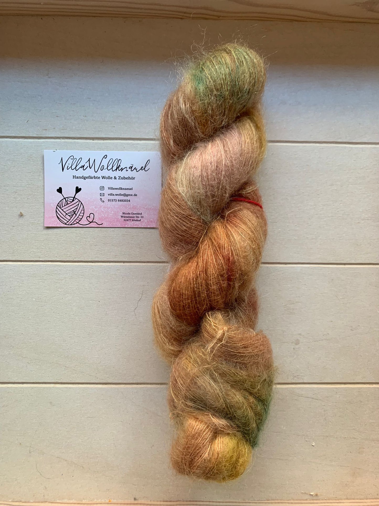 Mohair, handgefärbte Wolle, herbstliche Farben