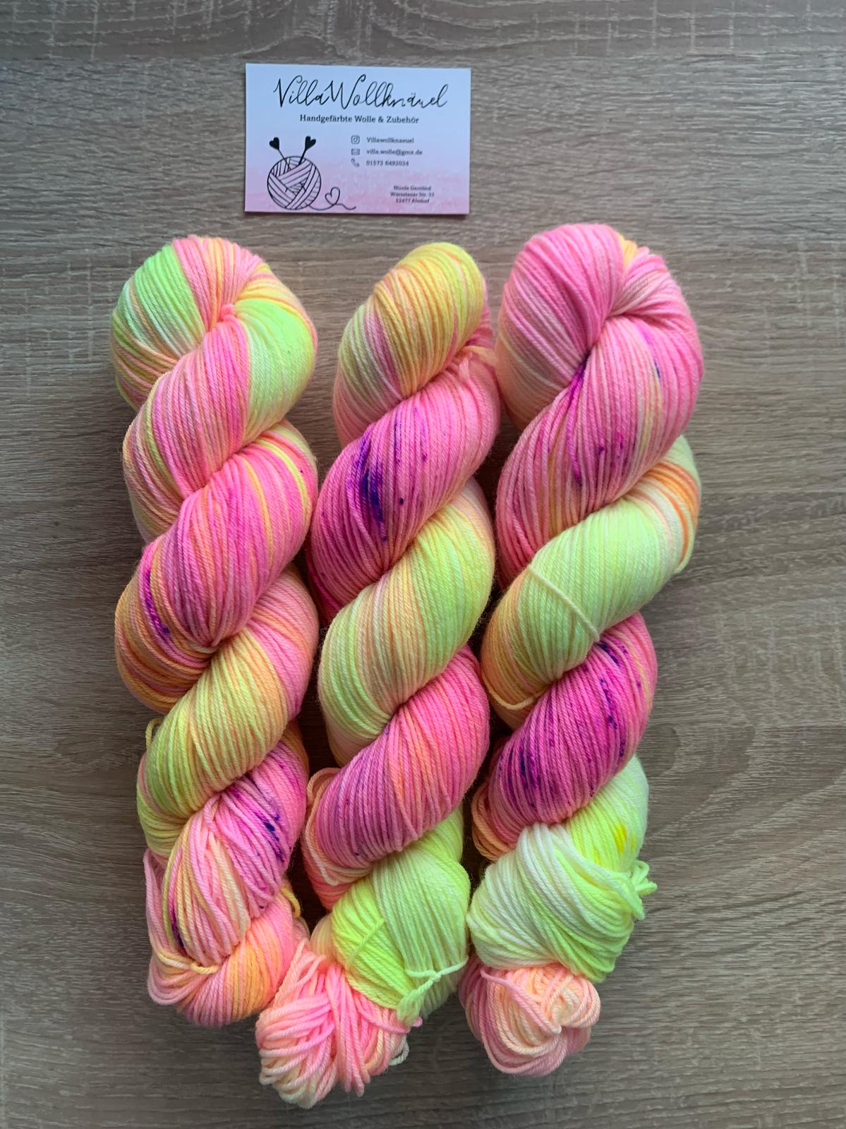 Neon Spekels, handgefärbte Wolle, Merino, Polyamid