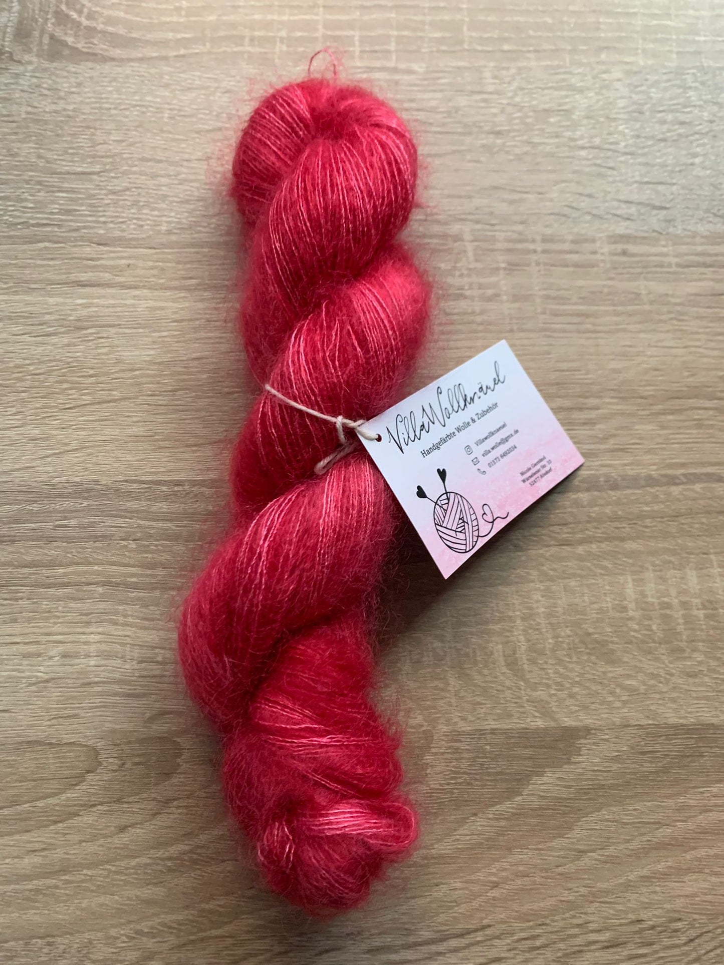 Kid Mohair, Seide, rot, plastikfreie Wolle, flauschig