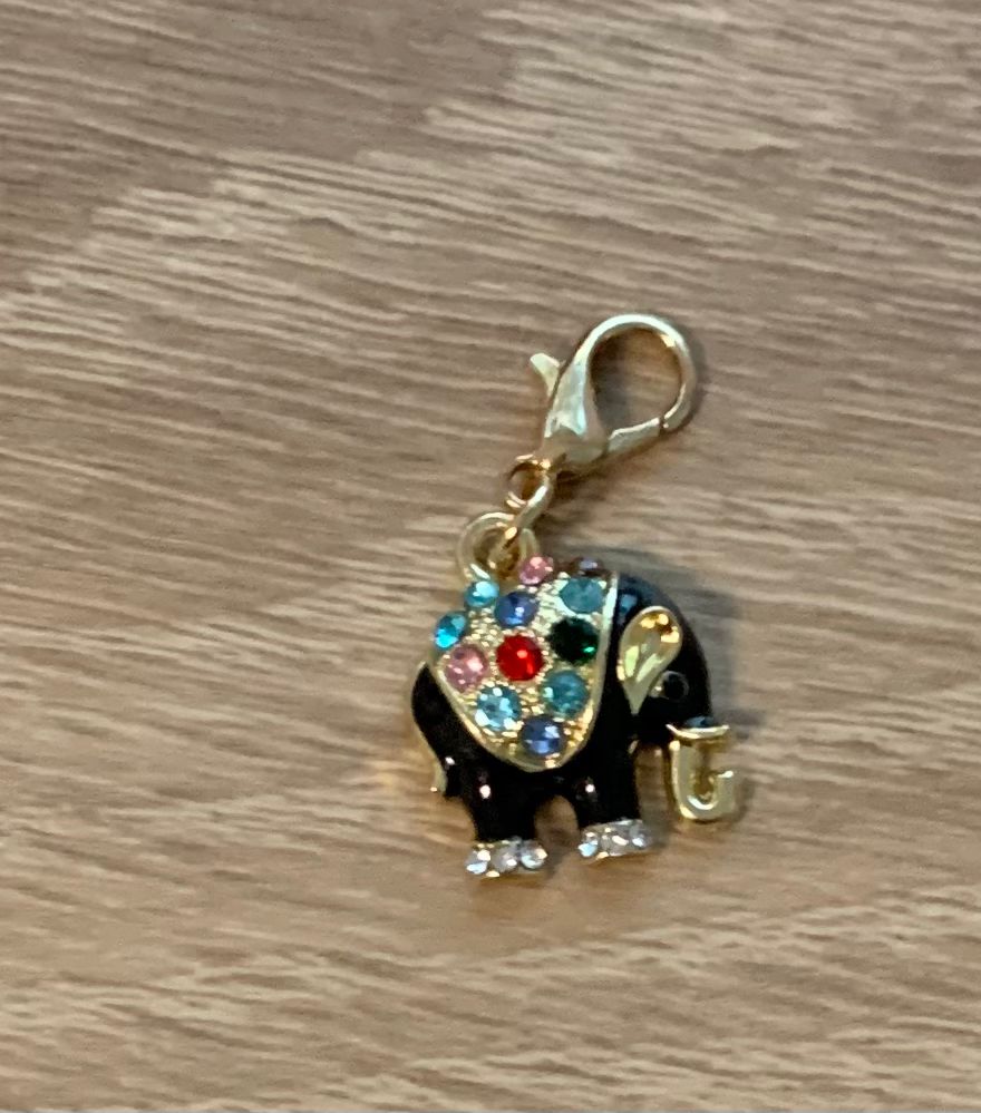Fortschrittsmarker Elefant, schwarz, glitzer, Handarbeit