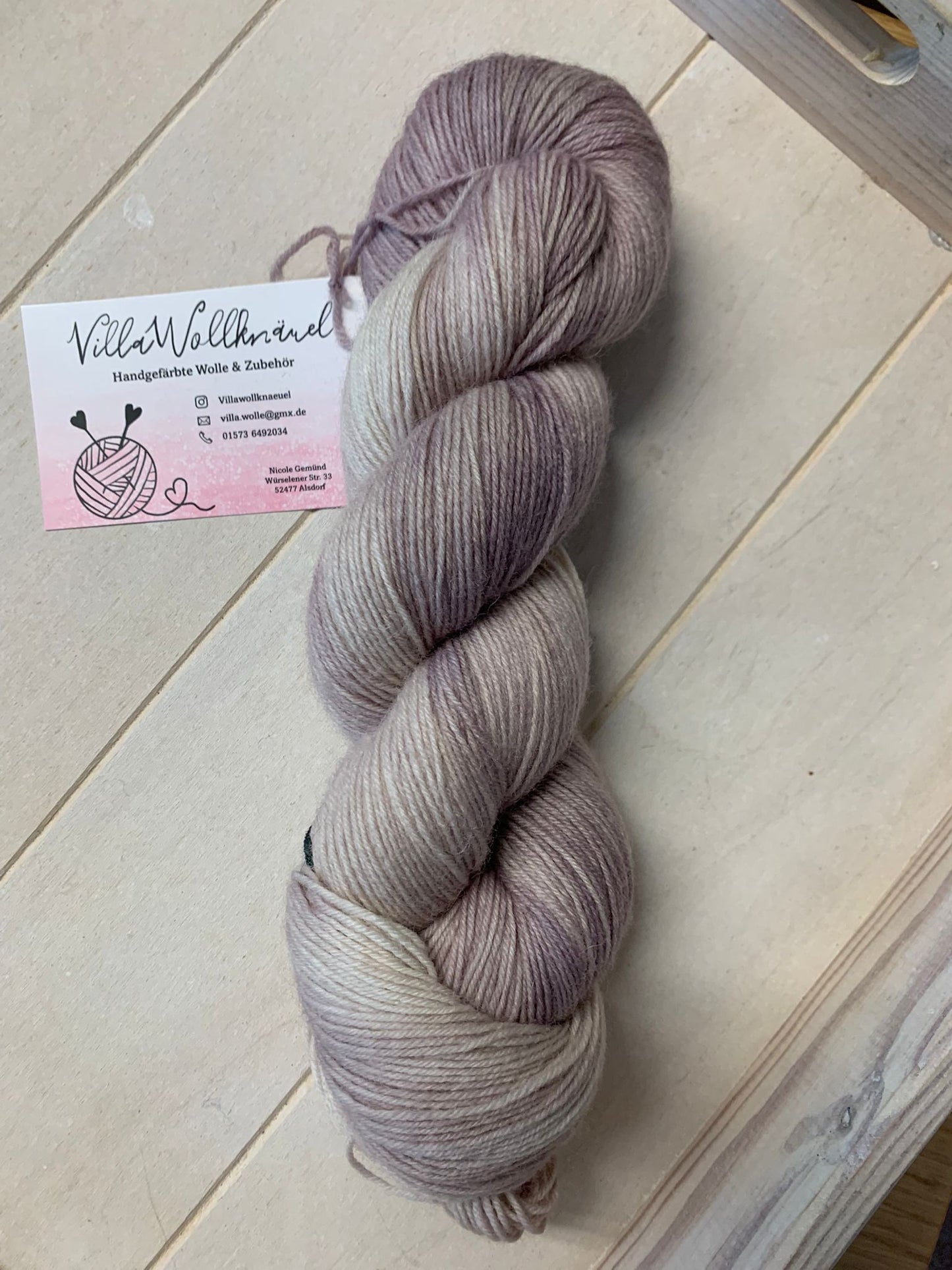 Sockenwolle, handgefärbt, beige