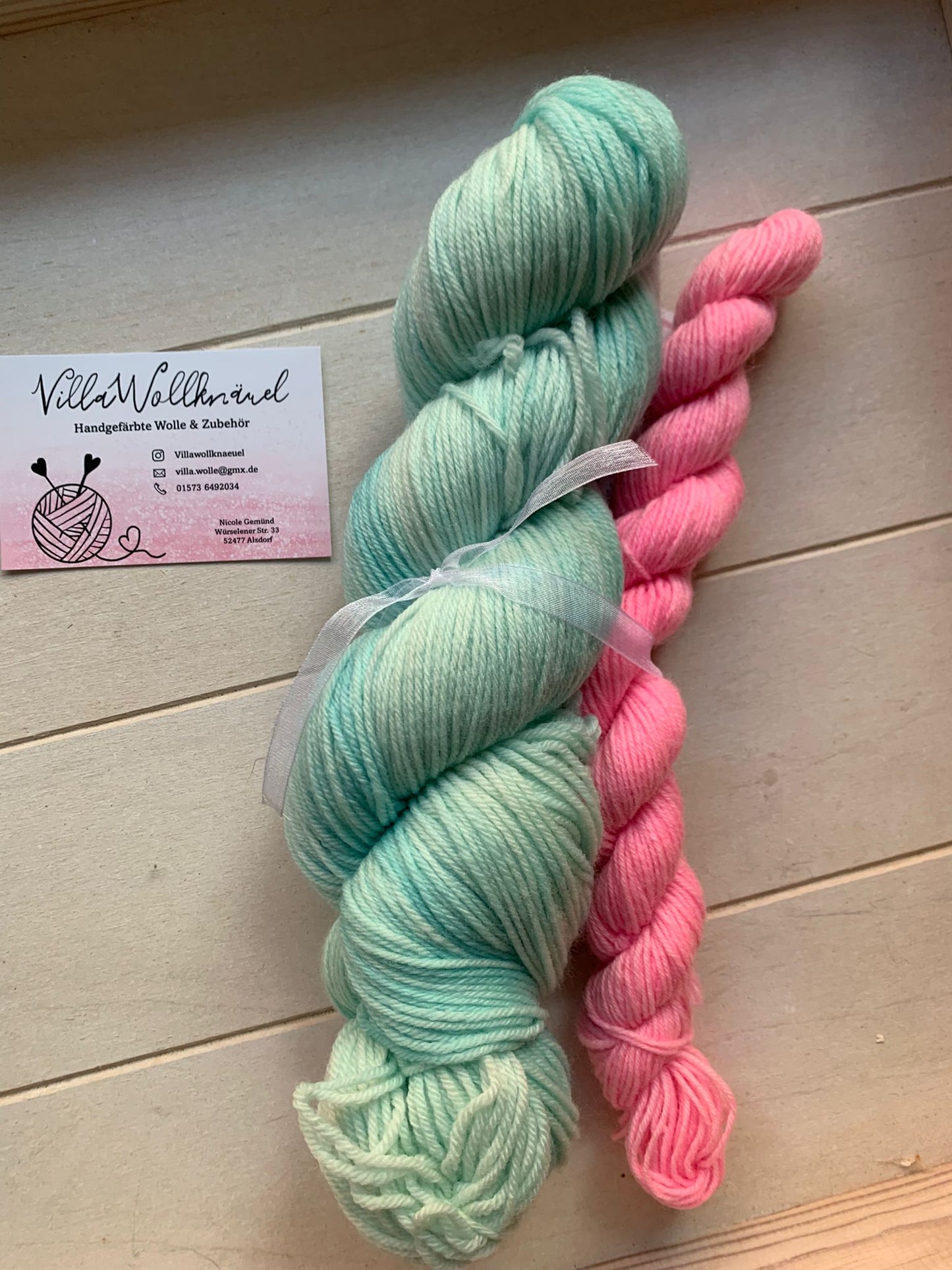 Merino extrafein, Schurwolle, Sock-Set, blau, rosa, handgefärbt