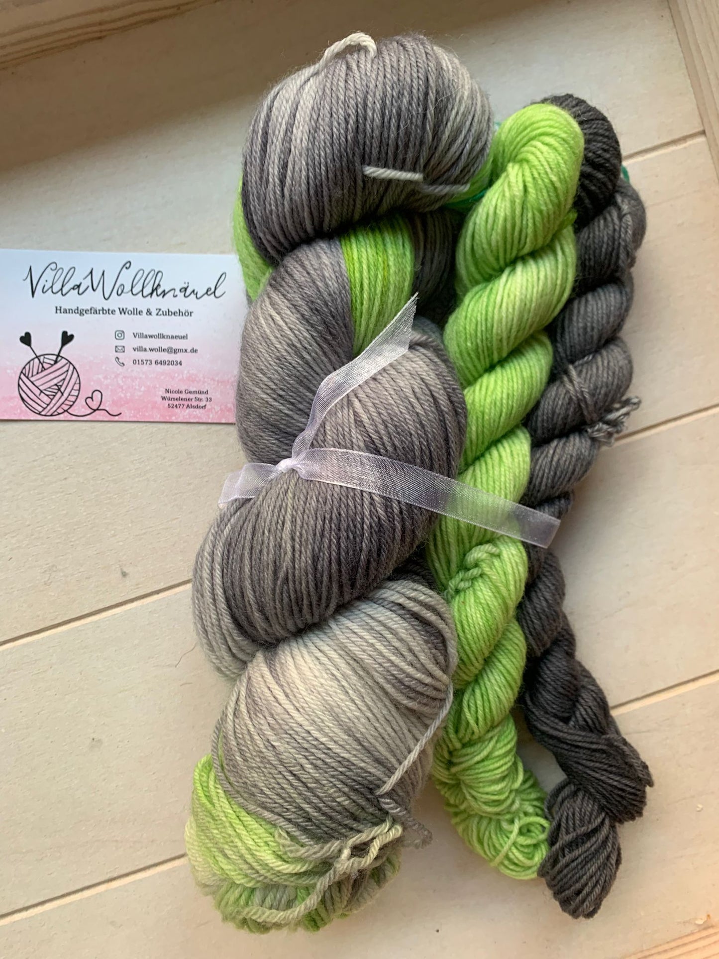 Sock Set, grün, grau, Merino Schurwolle, handgefärbt