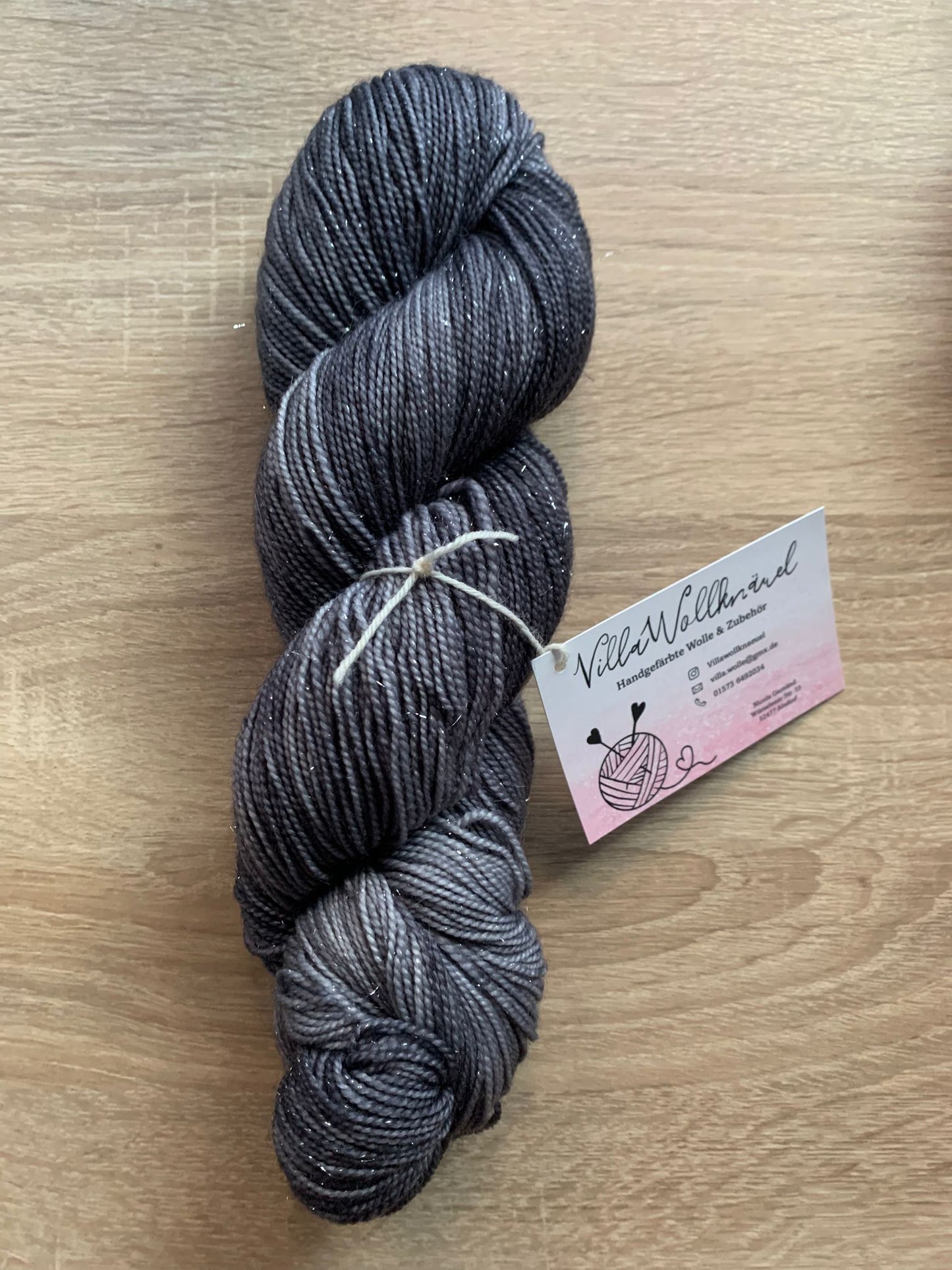 Glitzerwolle, edles Schwarz, Merinowolle