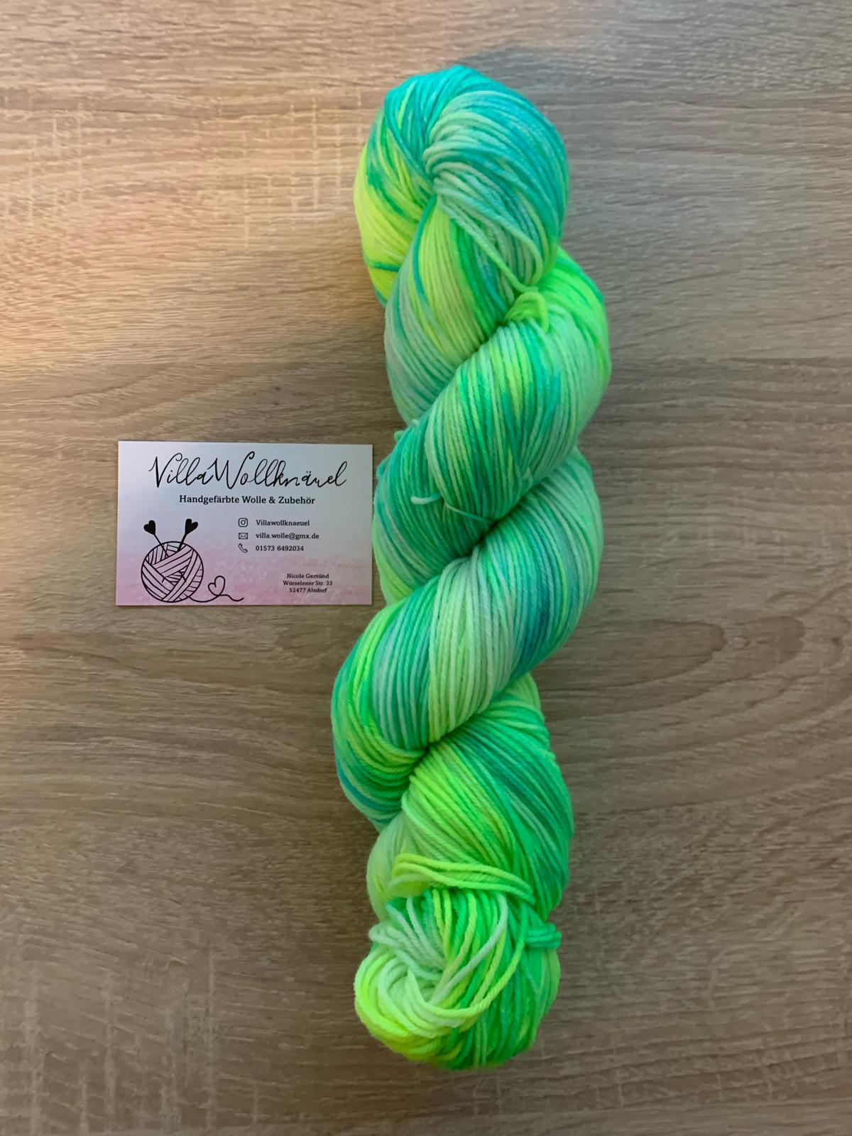 Limette, Merino extrafein, handgefärbte Wolle