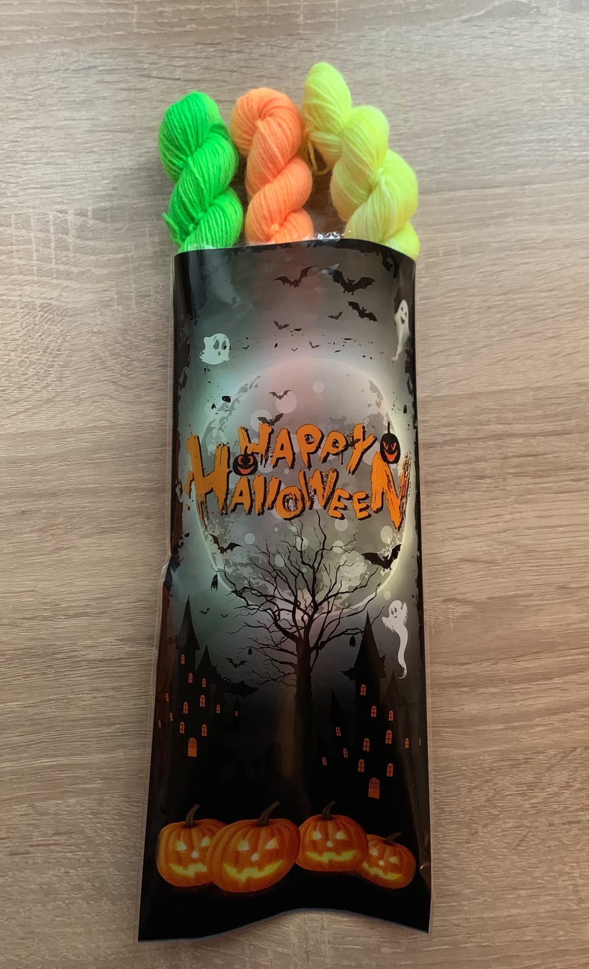 Handgefärbte Wolle, Neon Set Halloween
