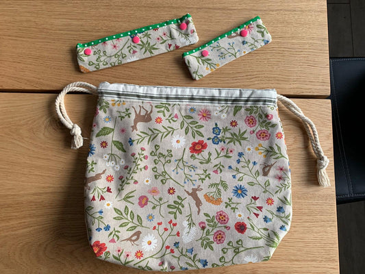 Projekttasche XL, Handarbeit, genähte Tasche, Zubehör , Stricken
