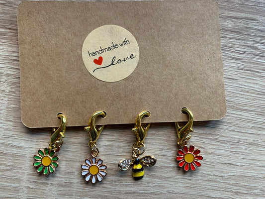 Fortschrittsmarker, Handarbeit, Blumen und Biene