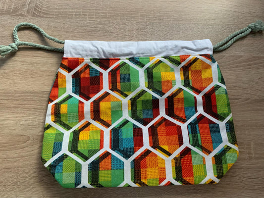 Große Projekttasche, Handarbeit, Zubehör, bunt, geometrisches Muster