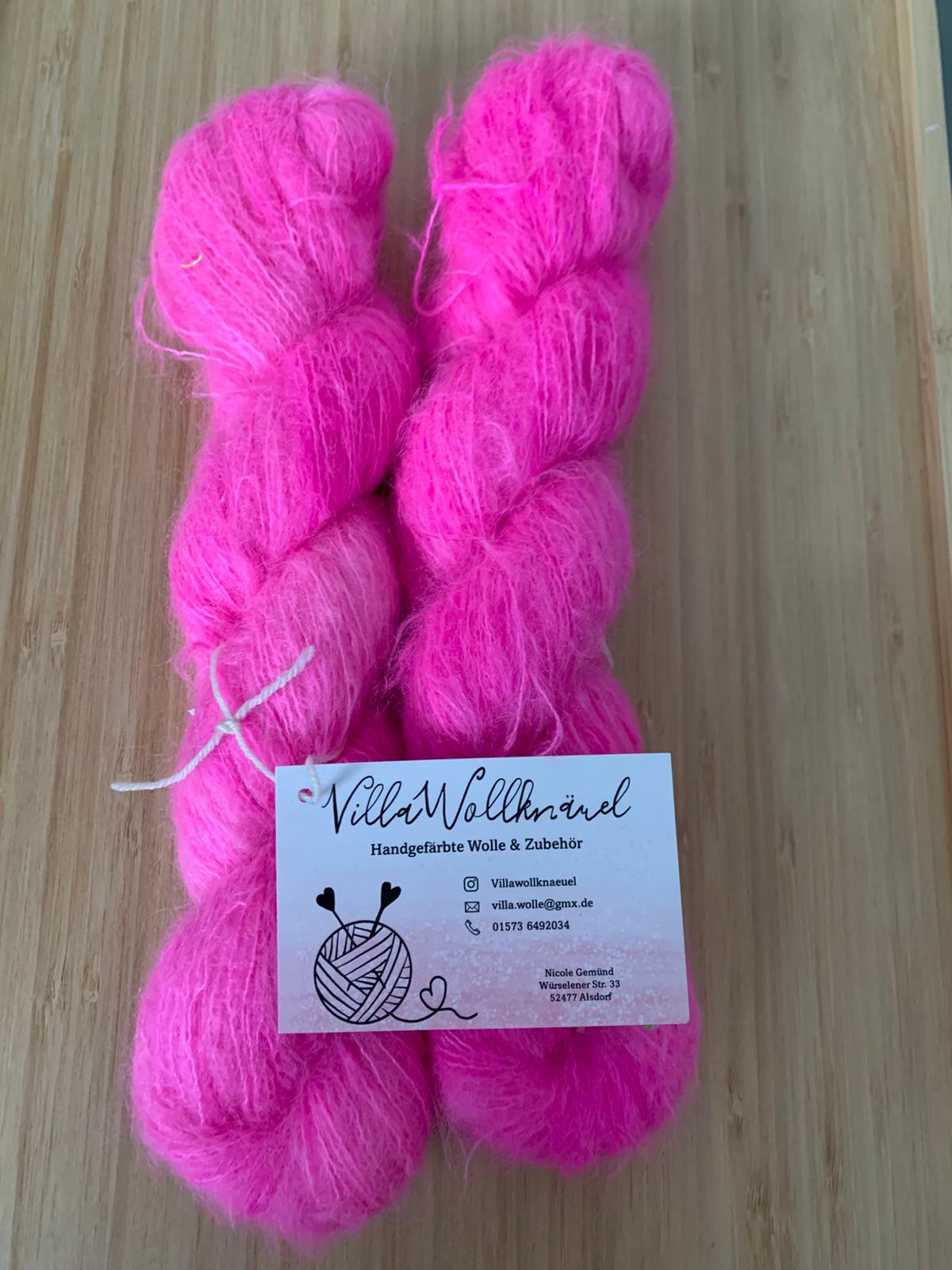 Baby Suri Alpaka, Maulbeerseide, pink, handgefärbt, Flausch