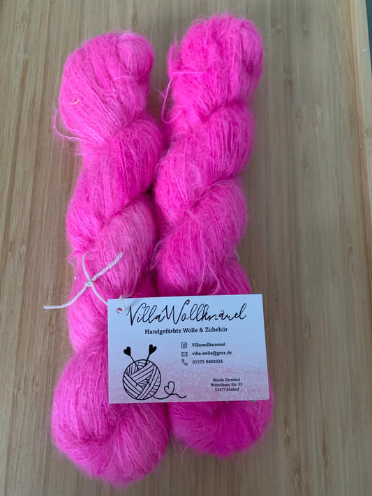 Baby Suri Alpaka, Maulbeerseide, pink, handgefärbt, Flausch