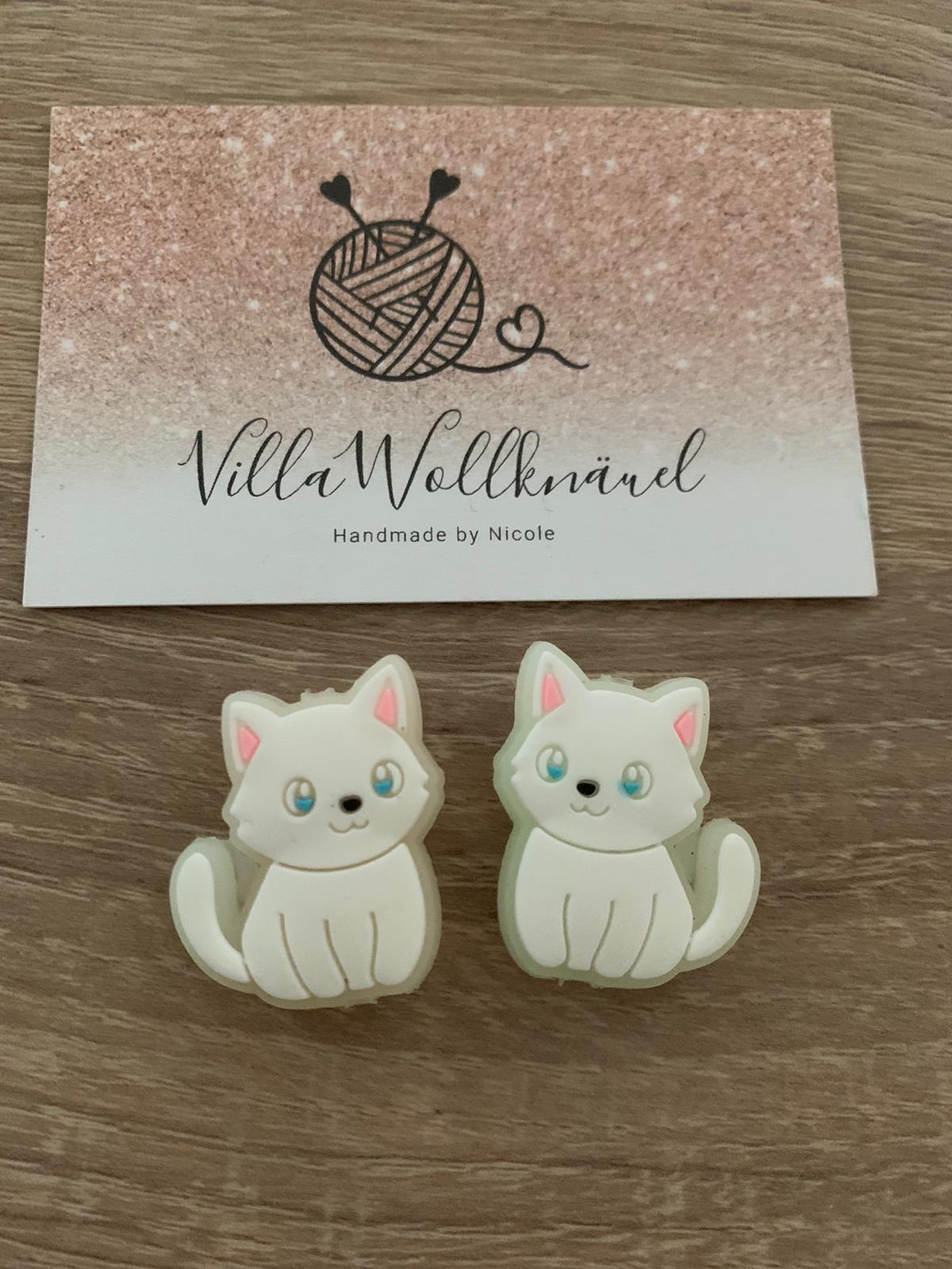 Maschenstopper, Katzen, Handarbeit, leuchtend