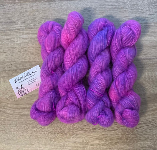 Mohair, Seide, Schurwolle, lila, handgefärbt