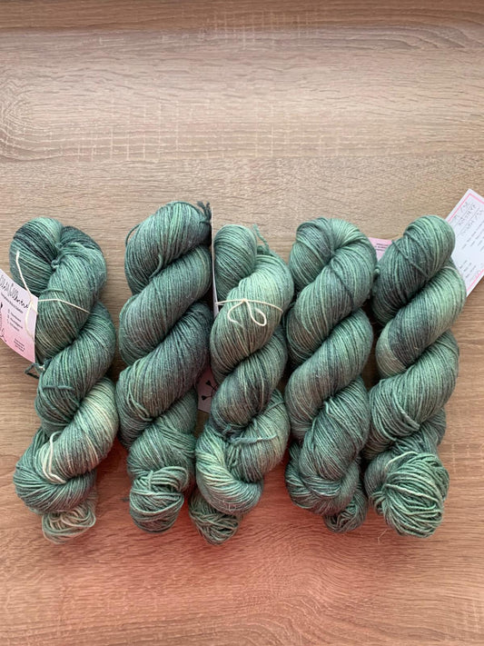 Plastikfreie Wolle, grün, Leinen, Merino