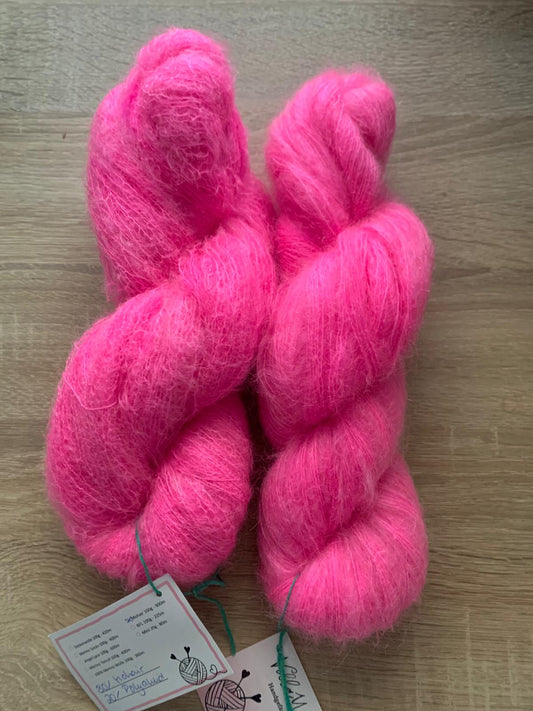 Mohair, pink, handgefärbte Wolle