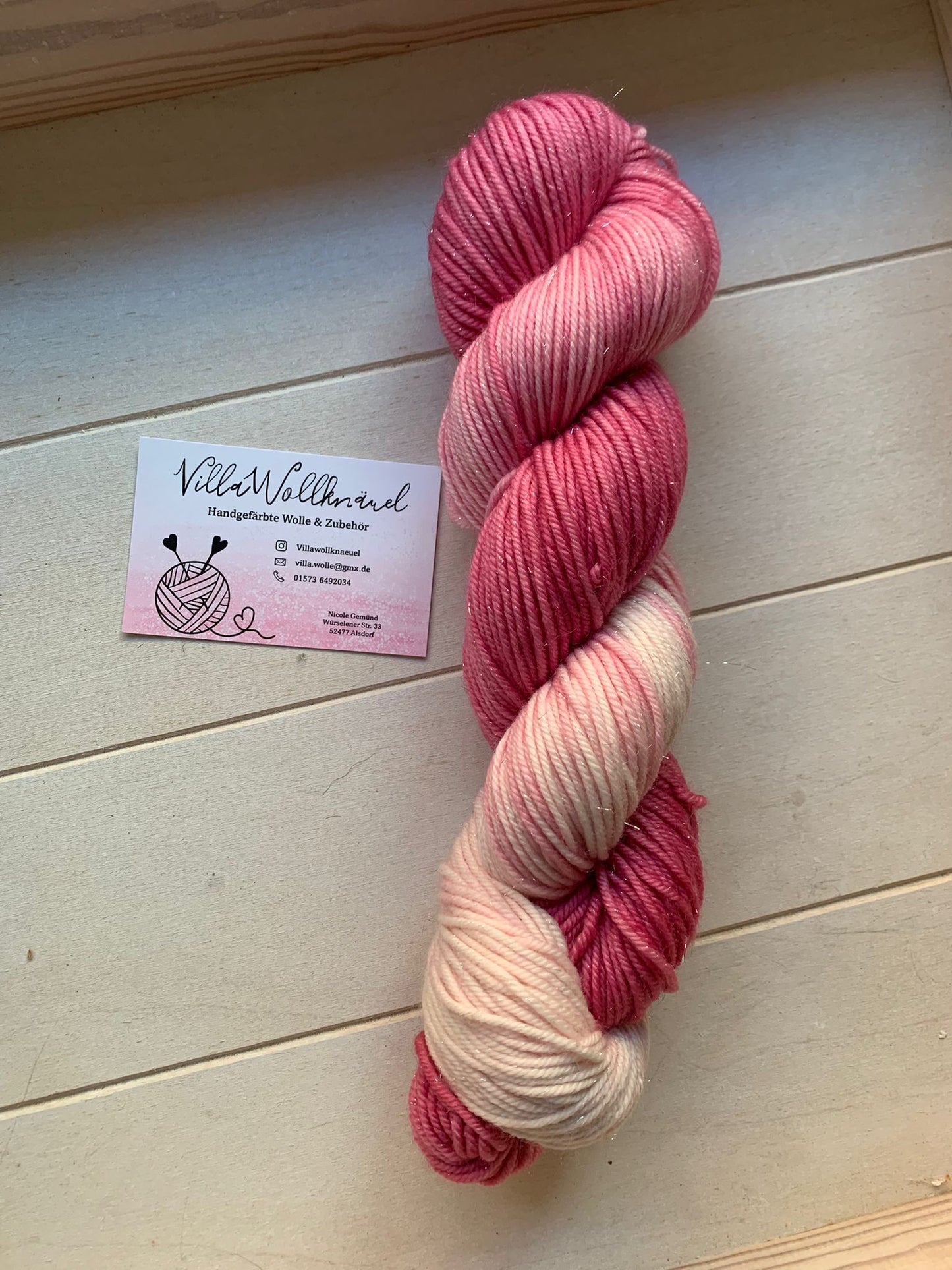 Silver Sparkle Merinowolle, handgefärbt, DK