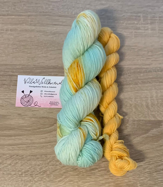 Basic Sock Set, handgefärbt, mint, orange