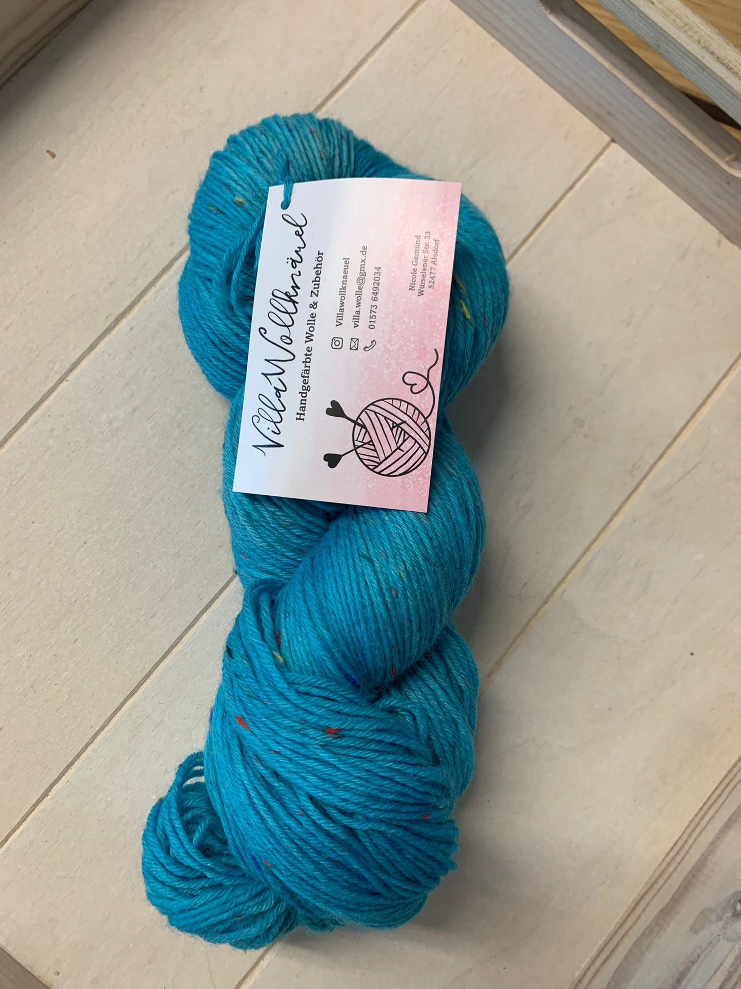 Tweed wolle, handgefärbt, blau, 6 fach