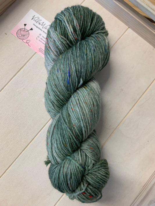 Tweed Wolle, grün, handgefärbt, 6 fach