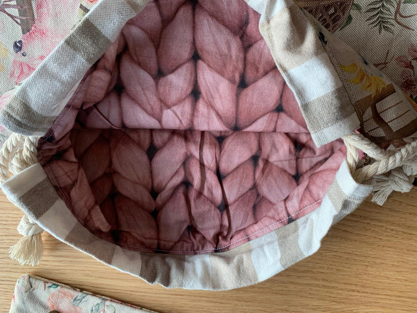 XL Projekttasche, Dekorstoff, Handarbeit, Zubehör, Stricken
