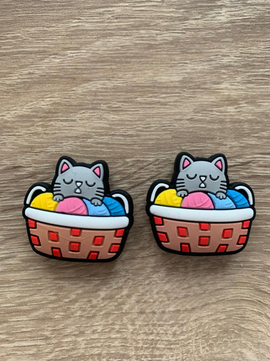 Maschenstopper, Handarbeit, Katzen, Wollkorb
